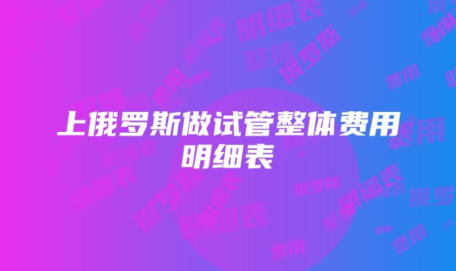 上俄罗斯做试管整体费用明细表