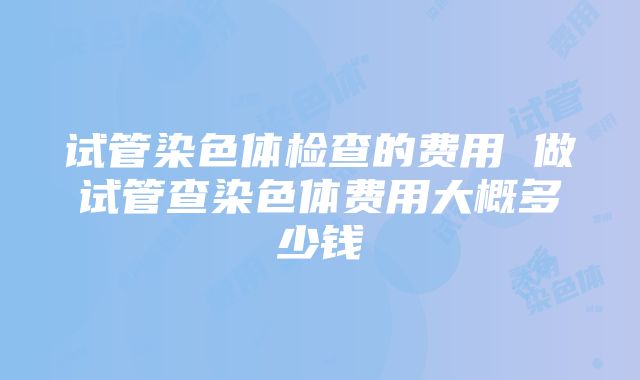 试管染色体检查的费用 做试管查染色体费用大概多少钱