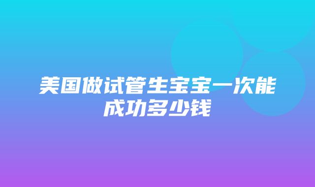 美国做试管生宝宝一次能成功多少钱