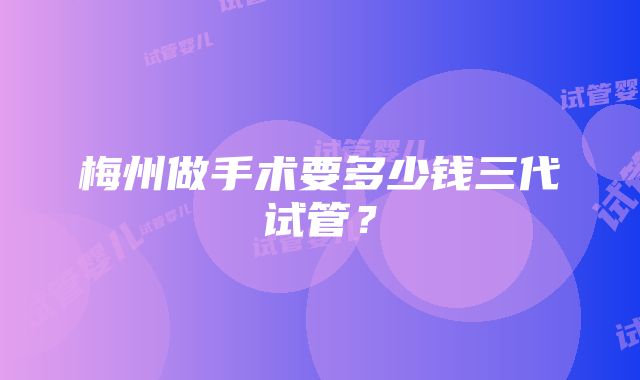 梅州做手术要多少钱三代试管？