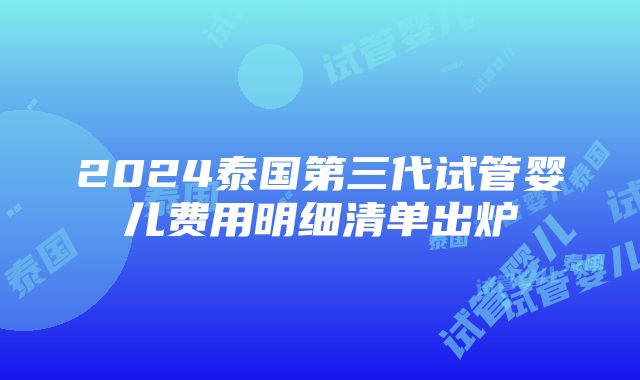 2024泰国第三代试管婴儿费用明细清单出炉