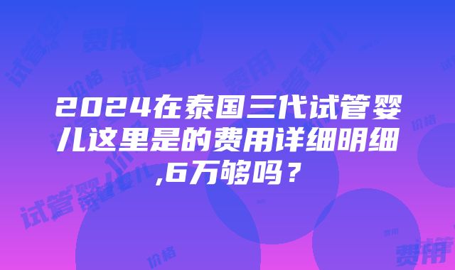 2024在泰国三代试管婴儿这里是的费用详细明细,6万够吗？