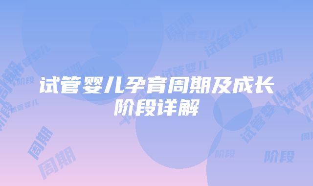 试管婴儿孕育周期及成长阶段详解