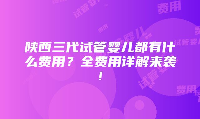 陕西三代试管婴儿都有什么费用？全费用详解来袭!