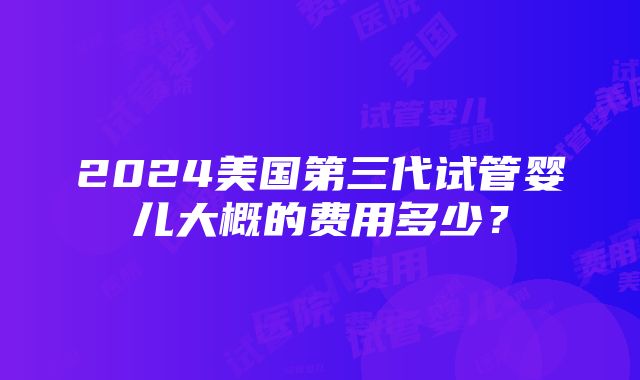 2024美国第三代试管婴儿大概的费用多少？