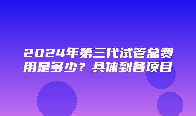 2024年第三代试管总费用是多少？具体到各项目