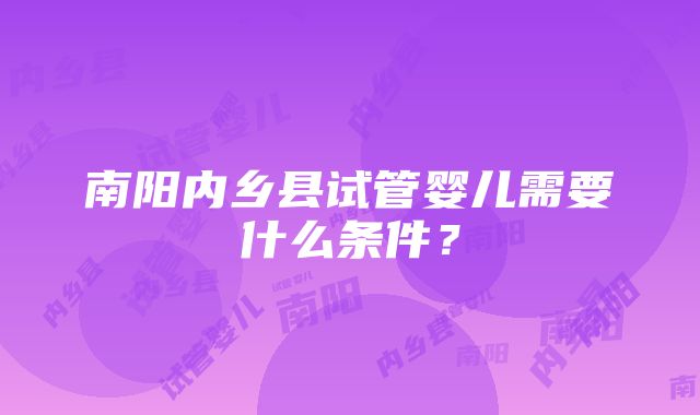 南阳内乡县试管婴儿需要什么条件？