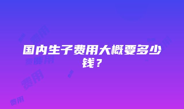 国内生子费用大概要多少钱？