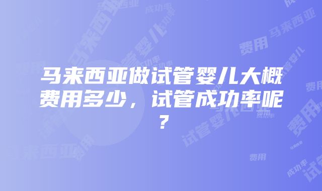 马来西亚做试管婴儿大概费用多少，试管成功率呢？