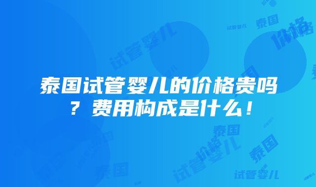 泰国试管婴儿的价格贵吗？费用构成是什么！