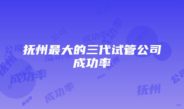 抚州最大的三代试管公司成功率