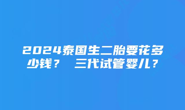 2024泰国生二胎要花多少钱？ 三代试管婴儿？