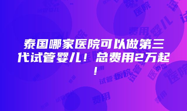 泰国哪家医院可以做第三代试管婴儿！总费用2万起！