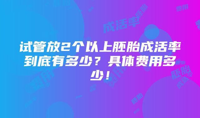 试管放2个以上胚胎成活率到底有多少？具体费用多少！