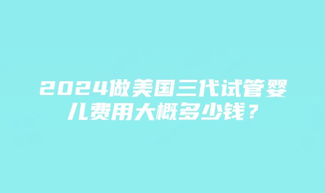 2024做美国三代试管婴儿费用大概多少钱？