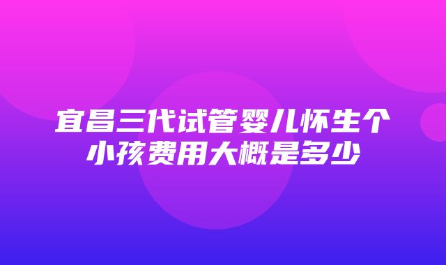 宜昌三代试管婴儿怀生个小孩费用大概是多少