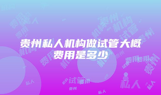 贵州私人机构做试管大概费用是多少