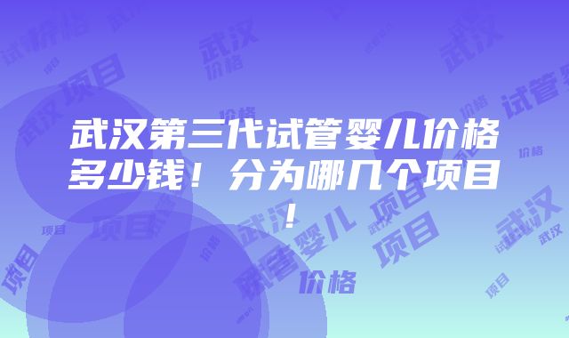 武汉第三代试管婴儿价格多少钱！分为哪几个项目！