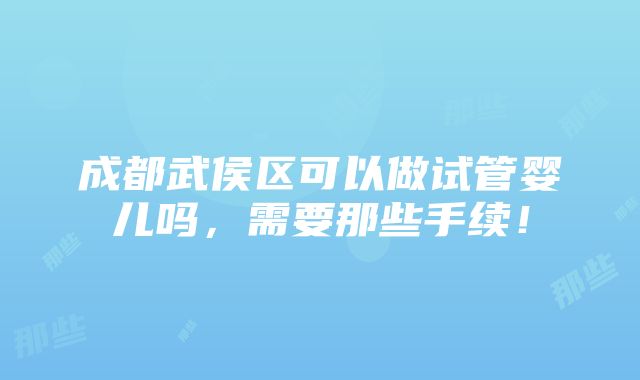 成都武侯区可以做试管婴儿吗，需要那些手续！