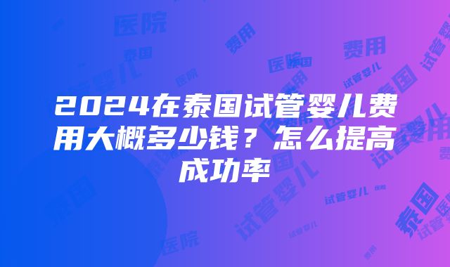 2024在泰国试管婴儿费用大概多少钱？怎么提高成功率