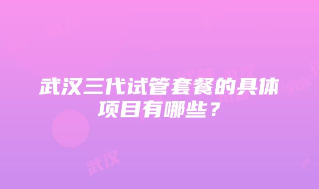 武汉三代试管套餐的具体项目有哪些？