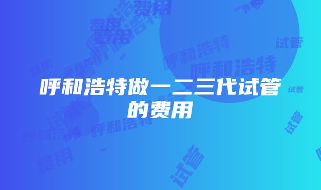 呼和浩特做一二三代试管的费用