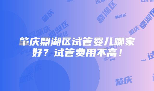 肇庆鼎湖区试管婴儿哪家好？试管费用不高！