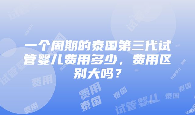 一个周期的泰国第三代试管婴儿费用多少，费用区别大吗？