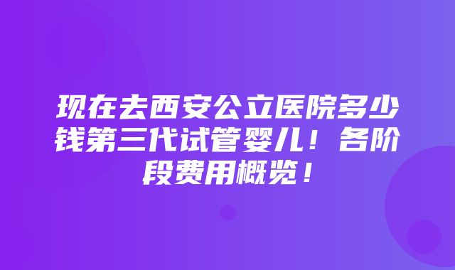 现在去西安公立医院多少钱第三代试管婴儿！各阶段费用概览！