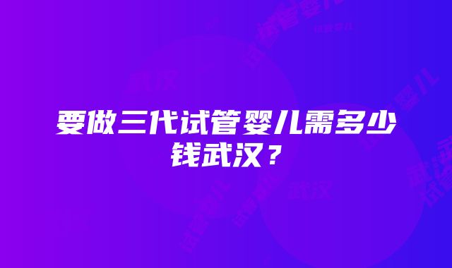 要做三代试管婴儿需多少钱武汉？