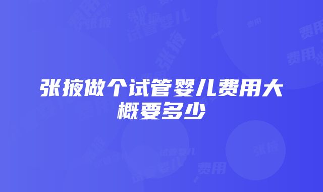 张掖做个试管婴儿费用大概要多少