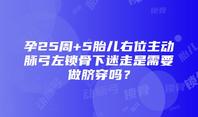 孕25周+5胎儿右位主动脉弓左锁骨下迷走是需要做脐穿吗？