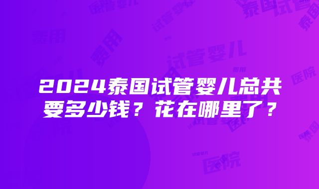 2024泰国试管婴儿总共要多少钱？花在哪里了？