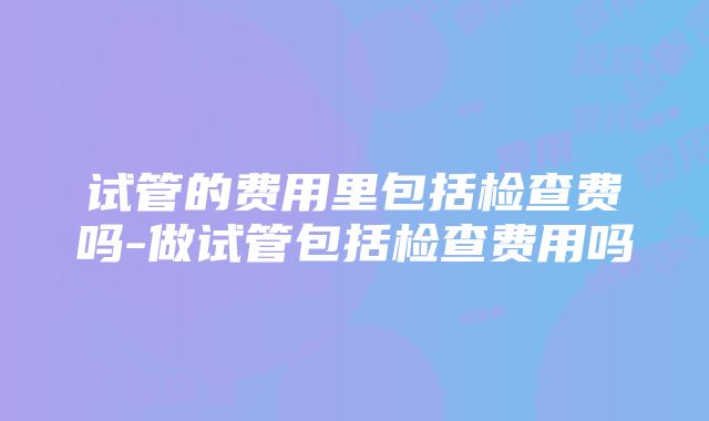 试管的费用里包括检查费吗-做试管包括检查费用吗