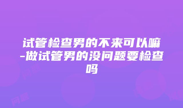 试管检查男的不来可以嘛-做试管男的没问题要检查吗