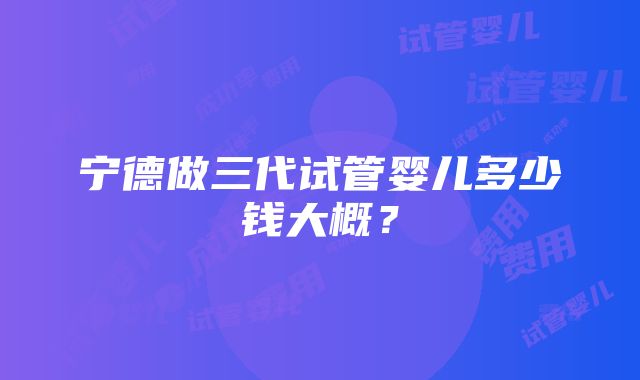 宁德做三代试管婴儿多少钱大概？