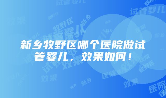 新乡牧野区哪个医院做试管婴儿，效果如何！