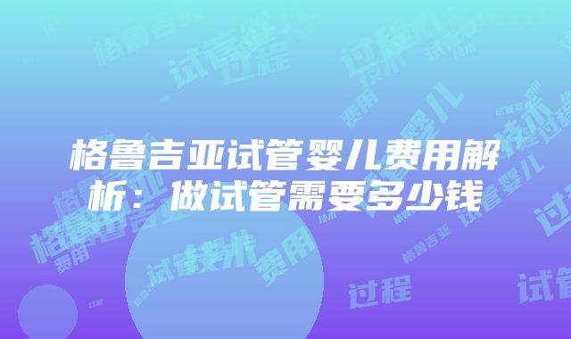 格鲁吉亚试管婴儿费用解析：做试管需要多少钱