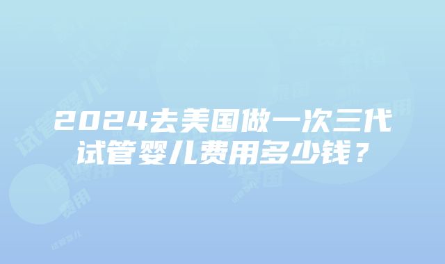 2024去美国做一次三代试管婴儿费用多少钱？