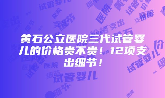 黄石公立医院三代试管婴儿的价格贵不贵！12项支出细节！