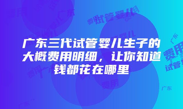 广东三代试管婴儿生子的大概费用明细，让你知道钱都花在哪里