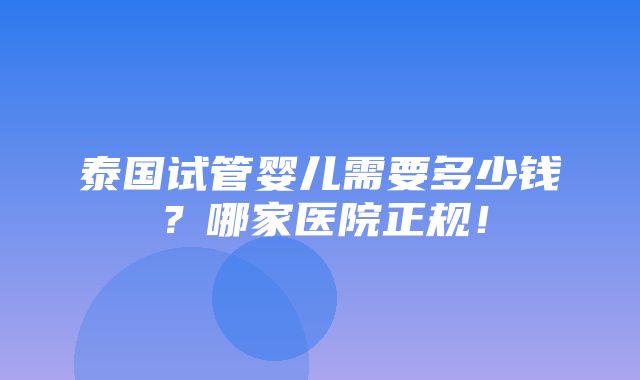 泰国试管婴儿需要多少钱？哪家医院正规！