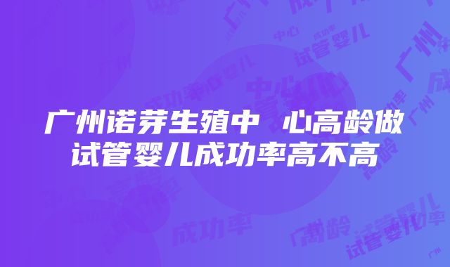 广州诺芽生殖中 心高龄做试管婴儿成功率高不高