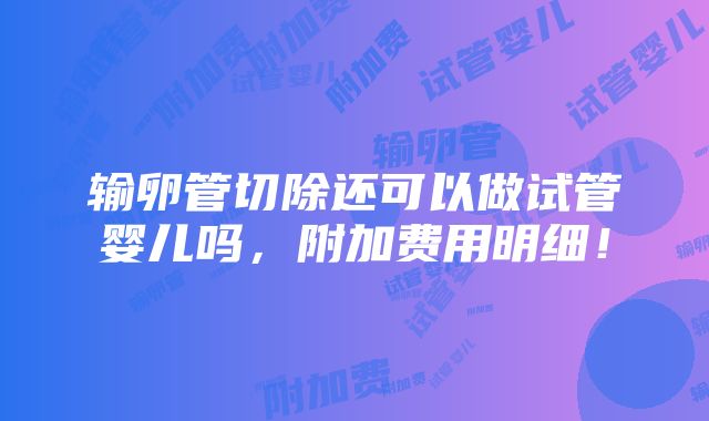 输卵管切除还可以做试管婴儿吗，附加费用明细！