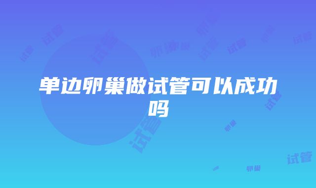 单边卵巢做试管可以成功吗