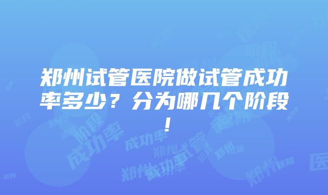 郑州试管医院做试管成功率多少？分为哪几个阶段！