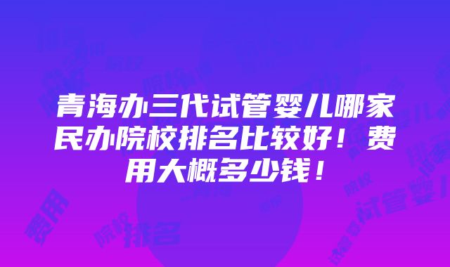 青海办三代试管婴儿哪家民办院校排名比较好！费用大概多少钱！