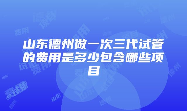 山东德州做一次三代试管的费用是多少包含哪些项目