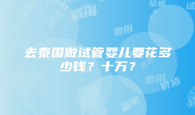 去泰国做试管婴儿要花多少钱？十万？