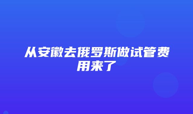 从安徽去俄罗斯做试管费用来了